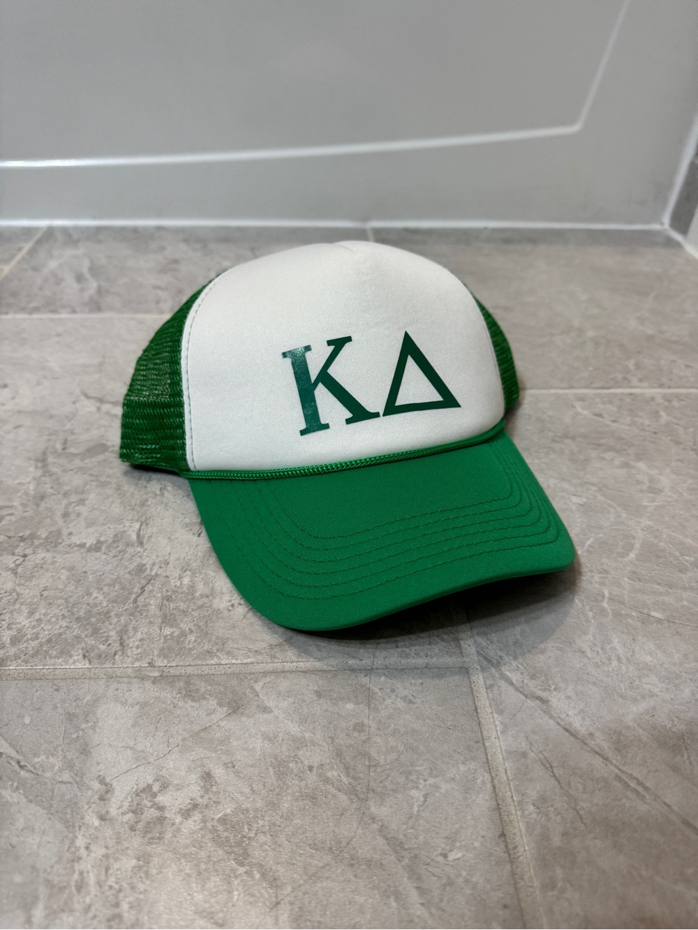 Green and White KΔ KAPPA DELTA Sorority Trucker Hat